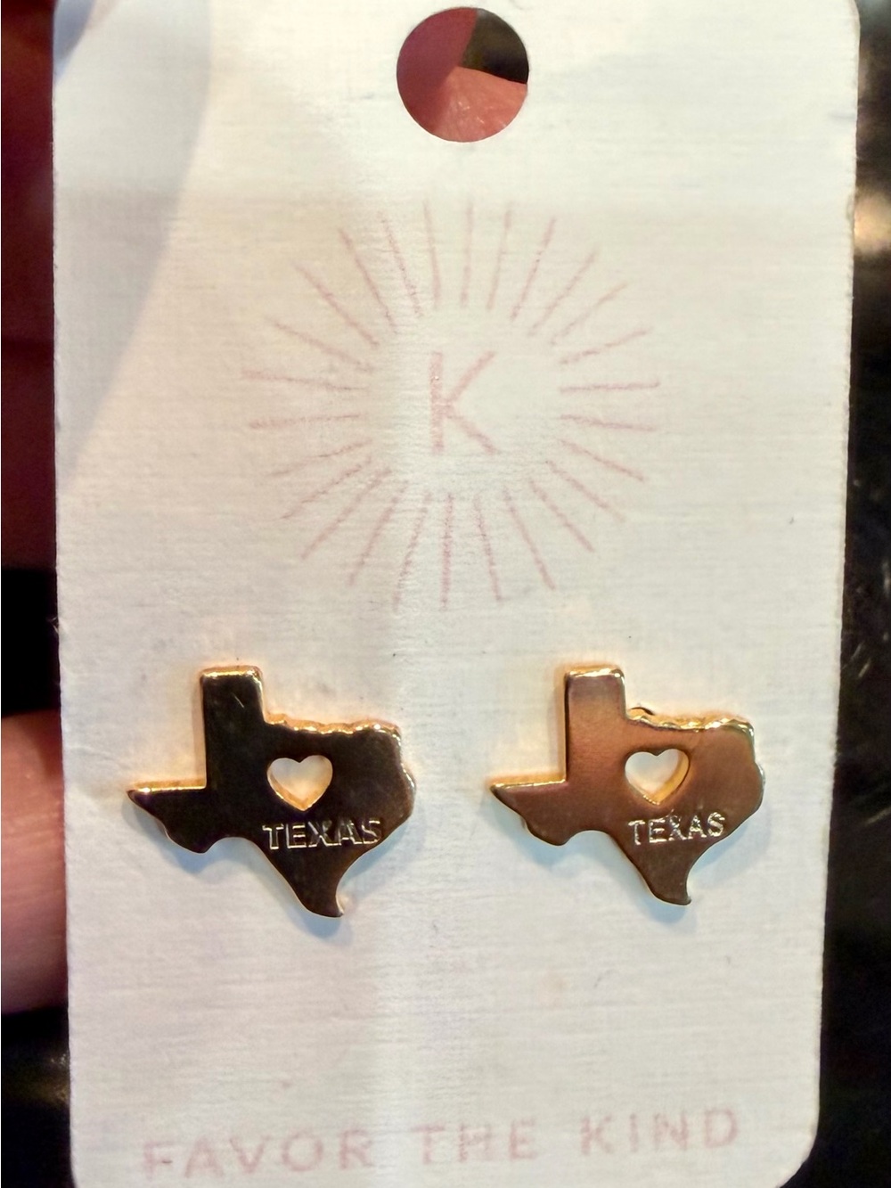Texas Heart Cutout Stud Earrings - Gold Tone